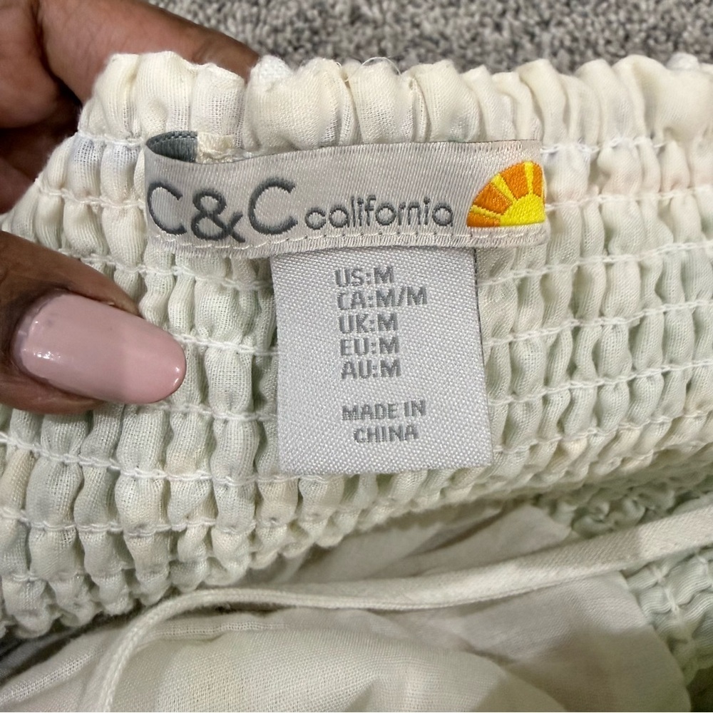 C&C California Linen Coast Print Smocked Back Pockets Maxi Dress Women’s Medium - Picture 10 of 12